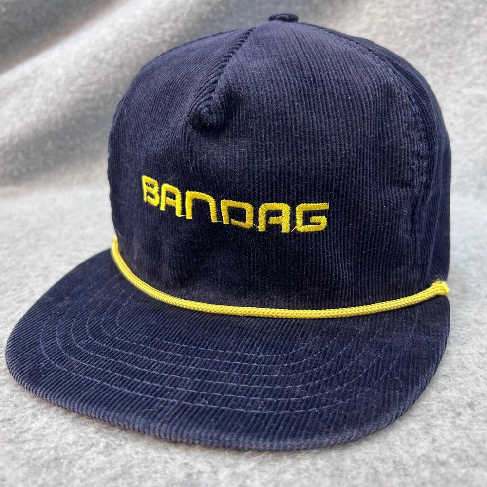 Bandag Logo Mens Navy Blue The Executive Line Corduroy Snapback Hat Vintage OSFM